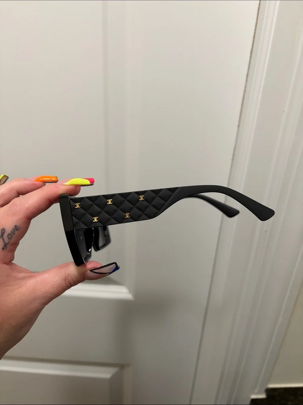 CC Brand New black with gold monogram sunglasses logo on lens!